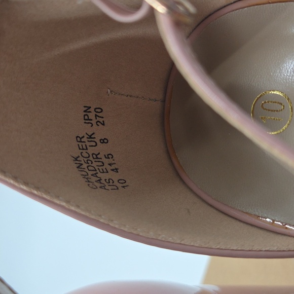 Pink Ankle Strap Block Heels With Clear Toe Strap Size 10 - Picture 10 of 16